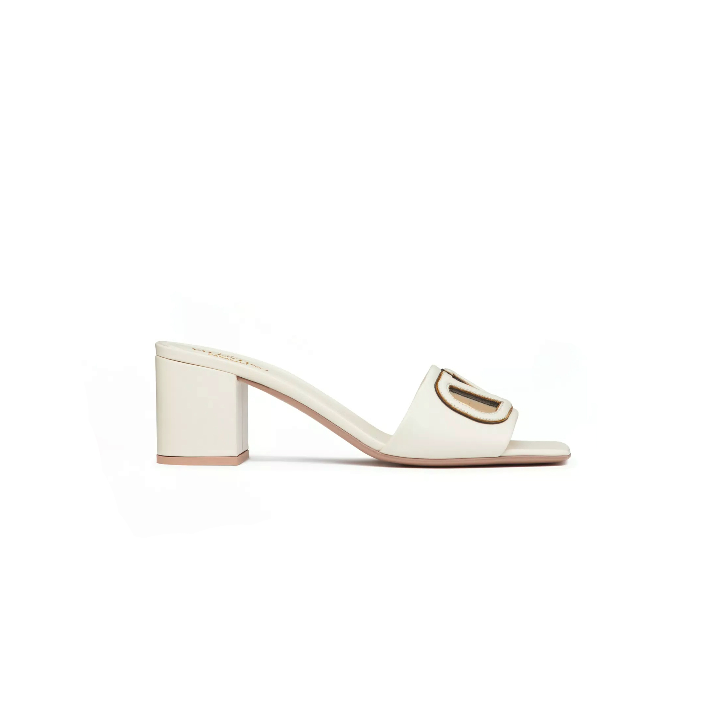 Va1e*ntin0 garavani vlogo cut-out slide sandal in calfskin 60mm 6w2s0ir3rll_b24